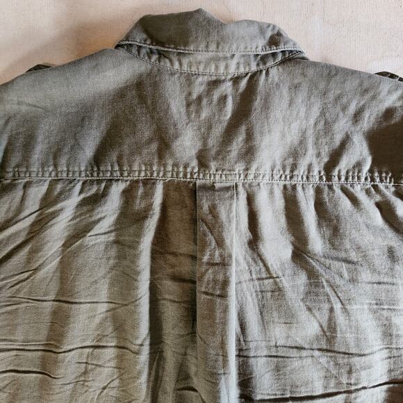 Mens Mutual Weave Short Sleeve Button Up Shirt Surplus Military Safari Green XL - Picture 8 of 13